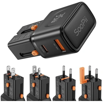 SooPii Gan USB C lādētājs 35 W, 2 portu PD PPS QC 