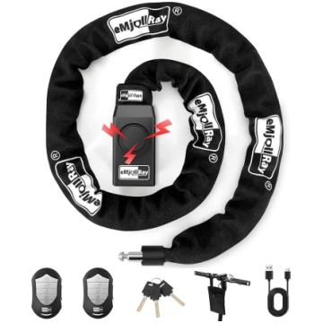 eMjollRay 120 cm velosipēda slēdzene ar signalizāc