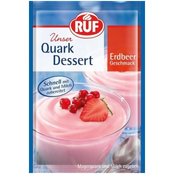 RUF „Quark“ deserts ar zemeņu garšu, zemeņu milksh