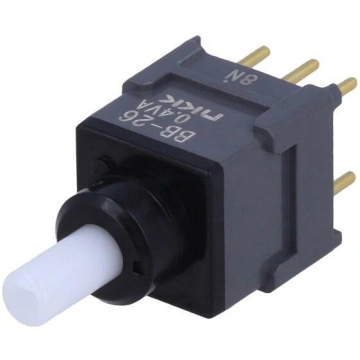 Switch: push-button; Pos: 2; DPDT; 0.01A/28VAC; 0.