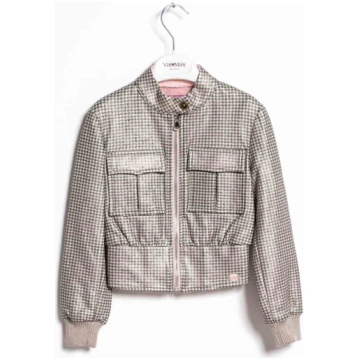 ValMax jacket in eco-leather with houndstooth prin