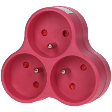 Triple socket outlet, pink Ornobaltic