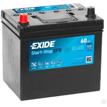 Akumulators EFB Exide EL605 60Ah, 520A,12V (+ -) 2