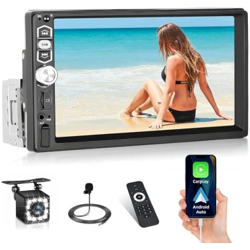 Hikity Auto radio 1 DIN vadu Carplay Android ar Bl