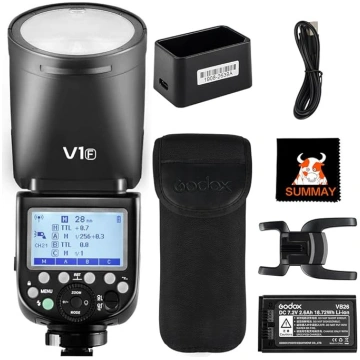 GODOX V1-F TTL kameras zibspuldzes apaļā galva, 2W
