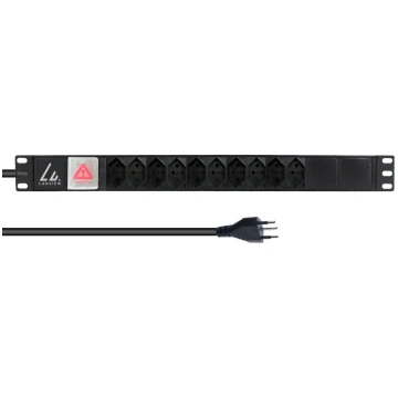 Lanview 19"" rack mount power strip, 10 port Swiss