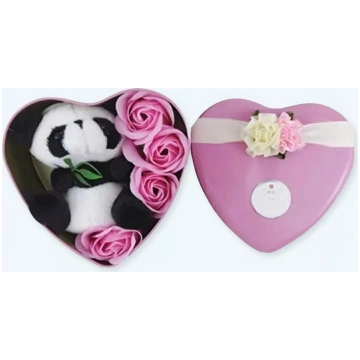 Panda plīša rozā kaste Valentīna diena Mīksta Rota