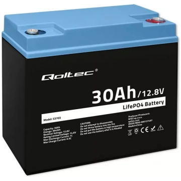 Uzlādējama LiFePO4 akumulators QOLTEC 12.8V 30Ah 3