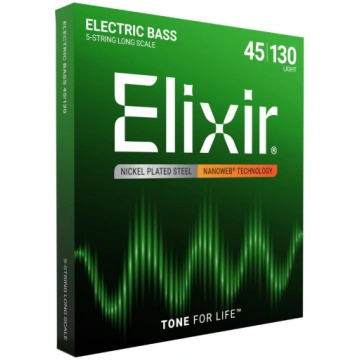 Elixir 14202 Bass Nanoweb 5-String Light 45-130
