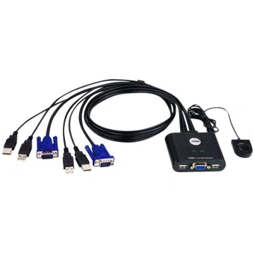 Aten 2-Port USB VGA Cable KVM Switch with Remote P
