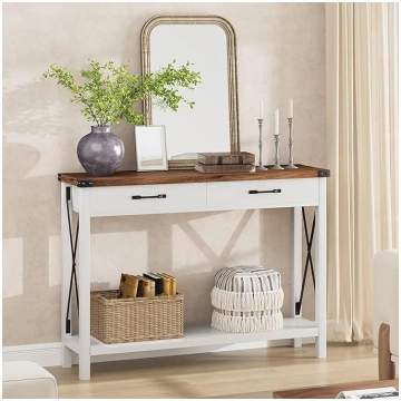 Narrow Console Table with 2 Drawers, 110 x 30 x 80