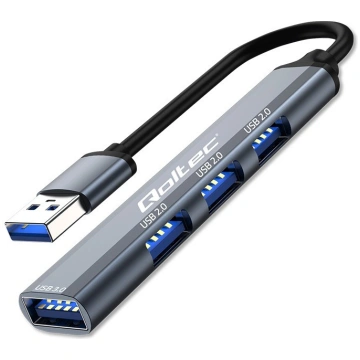 Qoltec HUB adapter USB 3.0 4-in-1, USB 3.0, 3x USB