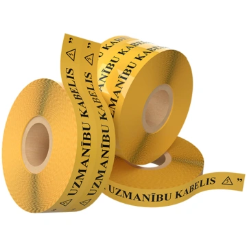 Brīdinājuma lenta "Uzmanību kabelis" 40mm dzeltena