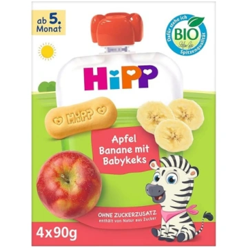 HiPP bioloģiskā Quetschie ābolu-banānu mērce ar bē