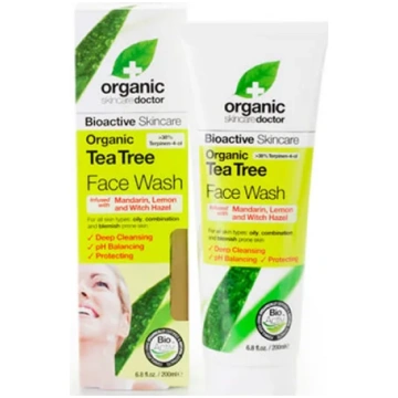 Dr Organic Tea Tree sejas mazgāšanas līdzeklis 200