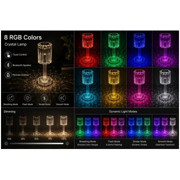 iLike Crystal Touch RGB LED Table Lamp with Blueto