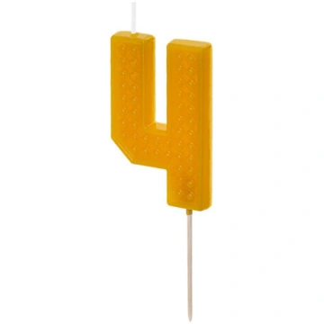 Kūkas svece nr.4 dzeltens, 9.6 cm Partydeco