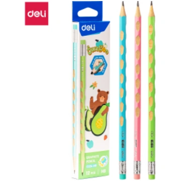 Zīmulis ar dzēšgumiju Deli HB C024-HB, ergonomisks