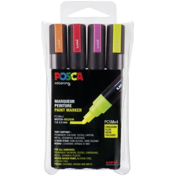 Posca - PC5M - Medium Tip Pen - Neon colors, 4 pc