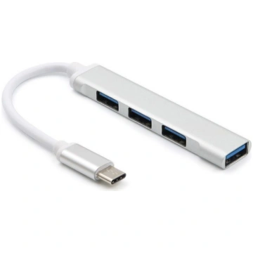 USB-C sadalītājs uz 4 x USB 3.0 portiem sudraba ar