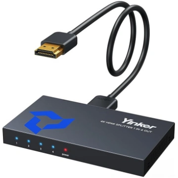 4K HDMI sadalītājs 1 in 4 Out ar 1,5 m kabeli, Yin