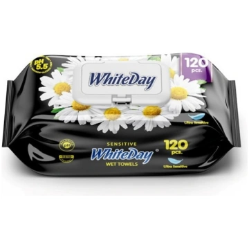 WHITE DAY Mitrās salvetes Sensitive Kumelīte, 120 