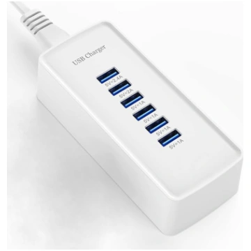 USB ātrās uzlādes lādētājs, portatīva 6 portu uzlā
