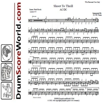 AC/DC - Shoot To Thrill (Iron Man 2 ) - Drum Sheet