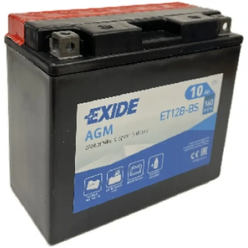 Akumulators Exide ET12B-BS AGM 10Ah, 12V 160A (+ -