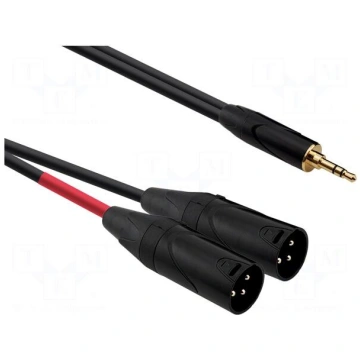 Cable | Jack 3.5mm plug,XLR male 3pin x2 | 1m | bl