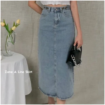 Zane A Line Denim Skirt （Preorder)