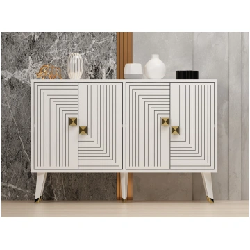 Konsole, Hanah Home, balta Zelts, 120 x 80 x 30, c