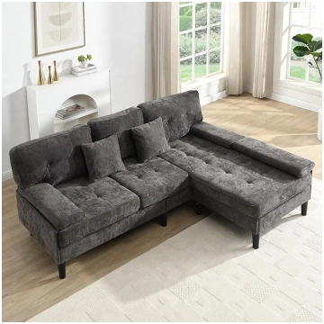 Modular Large L Shape Corner Sofa in Chenille, 3 S