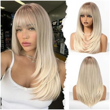 HAIRCUBE daudzslāņu platīna blondas vidēja garuma 