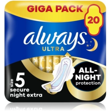 Always Ultra Secure Night Extra Size 5 higiēniskās