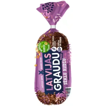 Rudzu maize Latvijas graudu ar sēklām 800g LATVIJA