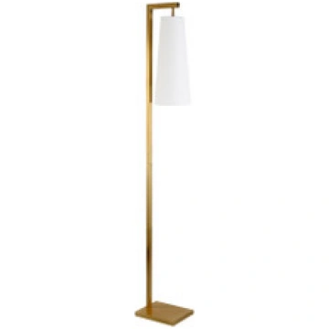 71" Brass Reading Floor Lamp With White Frosted Gl