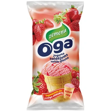 SALDĒJUMS OGA JOGURTA ZEMEŅU VAFEĻU GLĀZĪTĒ 125ML/
