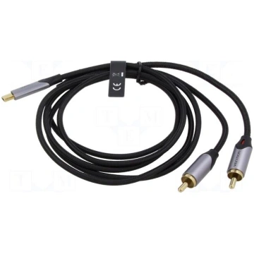 Cable | RCA plug x2,USB C plug | gold-plated | 1.5