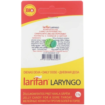 Konfektes Larifan Laryngo, laims un piparmētra, 23