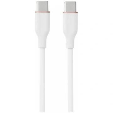 Silicone Cable USB Type-C - Type-C, 100W, (white, 